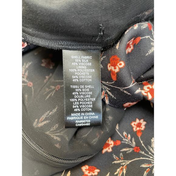 Rebecca Taylor Lia Black Red Orange Floral Stretch-Silk Jumpsuit, 6, Small - Picture 7 of 8